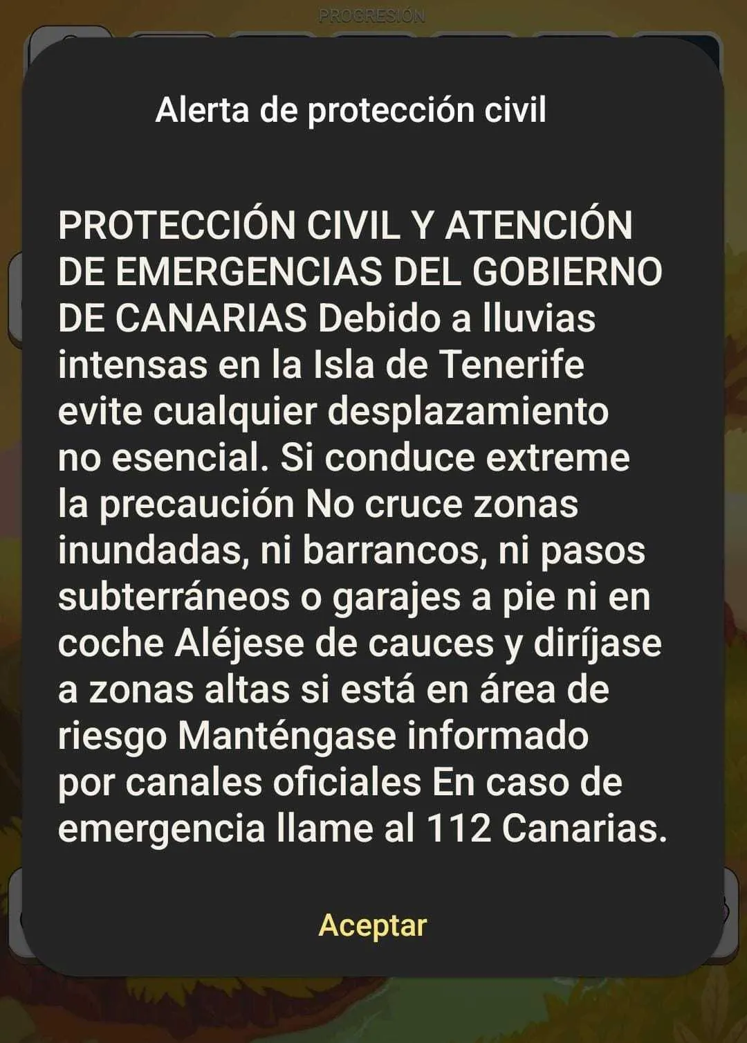 Imagen de lluvias intensas en Tenerife