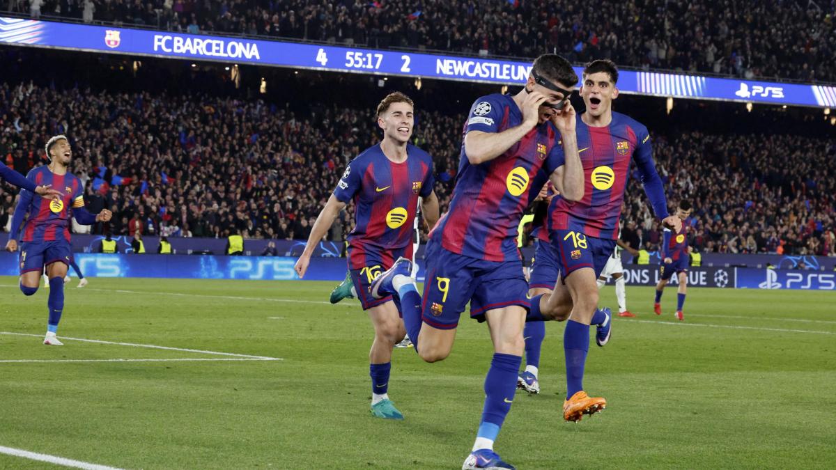 Lewandowski celebrando un gol en la Champions League