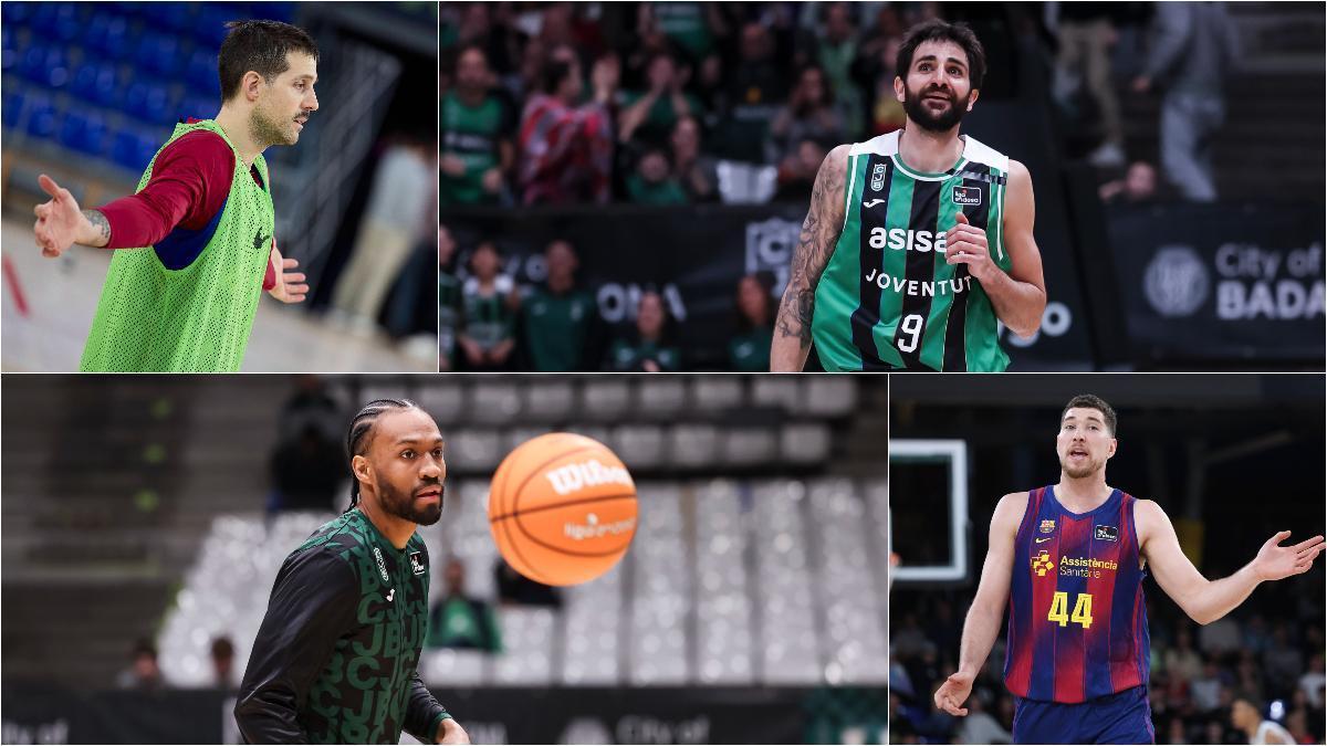 Jugadores de Joventut y Barça compitiendo en la cancha