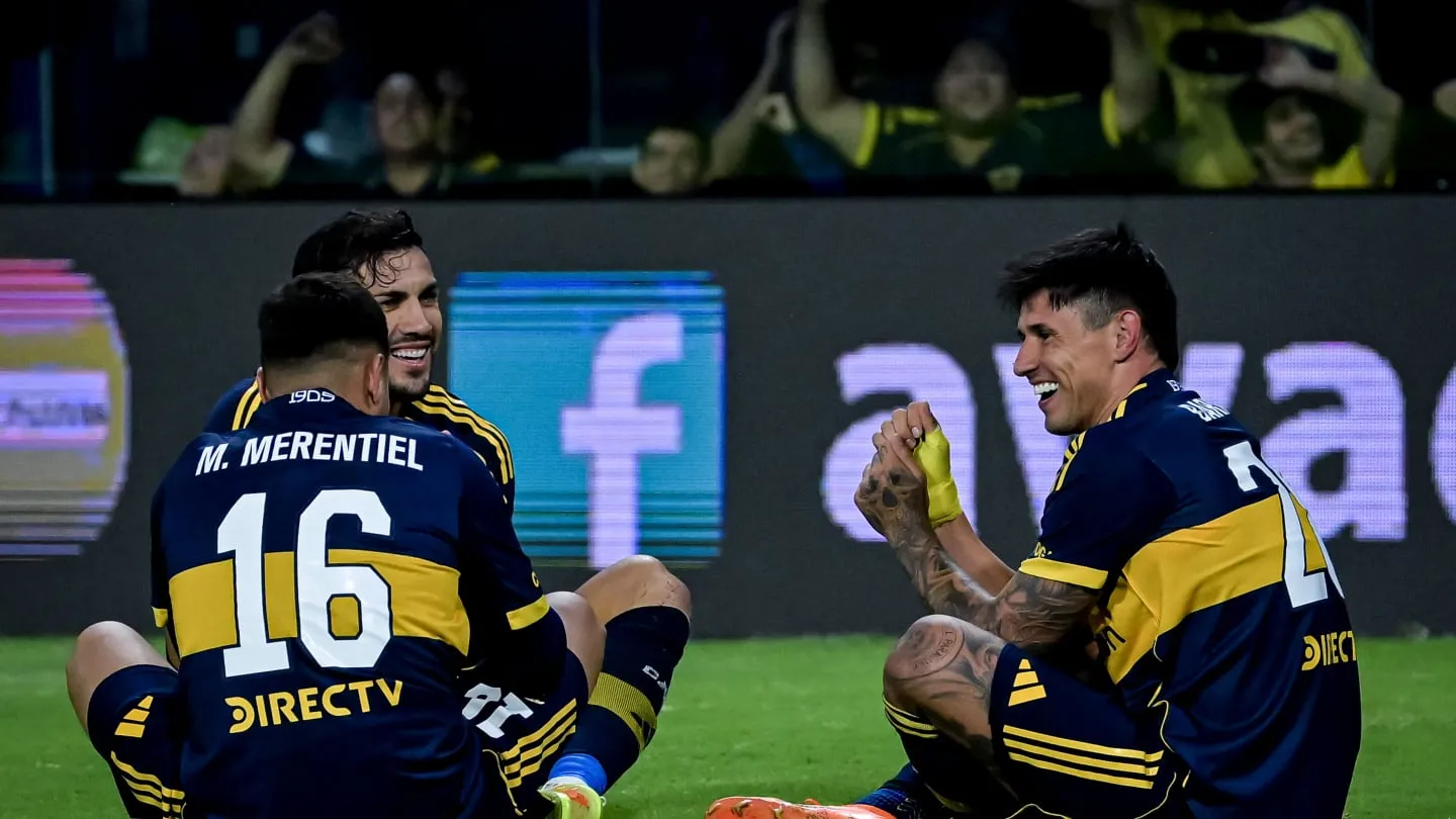 Festejo de gol en Boca Juniors