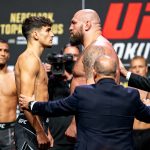 Ilia Topuria lanza botella a Josh Hokit en rueda de prensa UFC Freedom 250