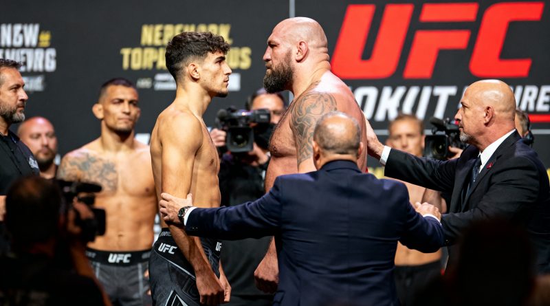 Ilia Topuria lanza botella a Josh Hokit en rueda de prensa UFC Freedom 250