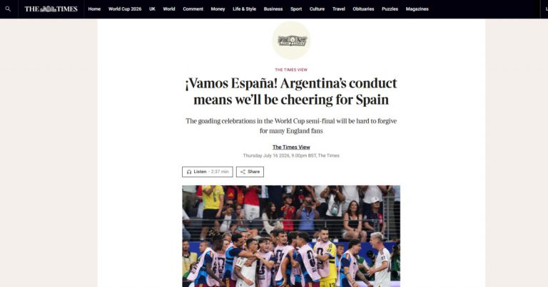 The Times se rinde a España: hartos de las burlas argentinas, apoyan a la Roja en la final del Mundial